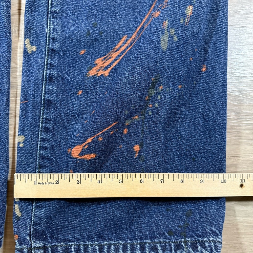 Akademiks Splatter Dark Jeans Distressed Sz 40X34 Baggy Denim Selected Materials - Picture 8 of 8
